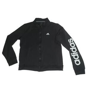 Adidas Youth Unisex Track Jacket Logo Long Sleeve Full Zip Black Size S B002